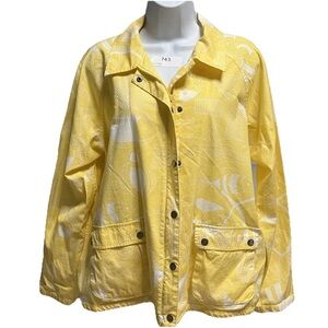 Chico’s Yellow Fish Print Lightweight Jacket Size 3 (X Large)
